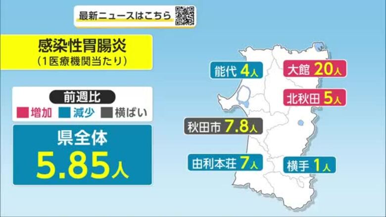 感染性胃腸炎、2週ぶり減少も高い水準　引き続き感染対策を　インフルエンザ、前週比24％減　秋田｜FNNプライムオンライン