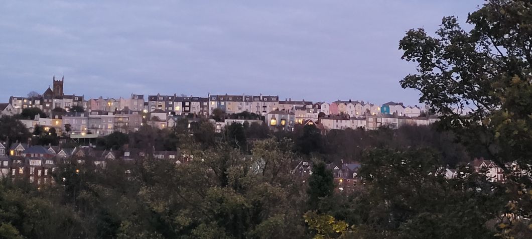 A view of West Hill in Hastings on a late October afternoon/evening in October 2025