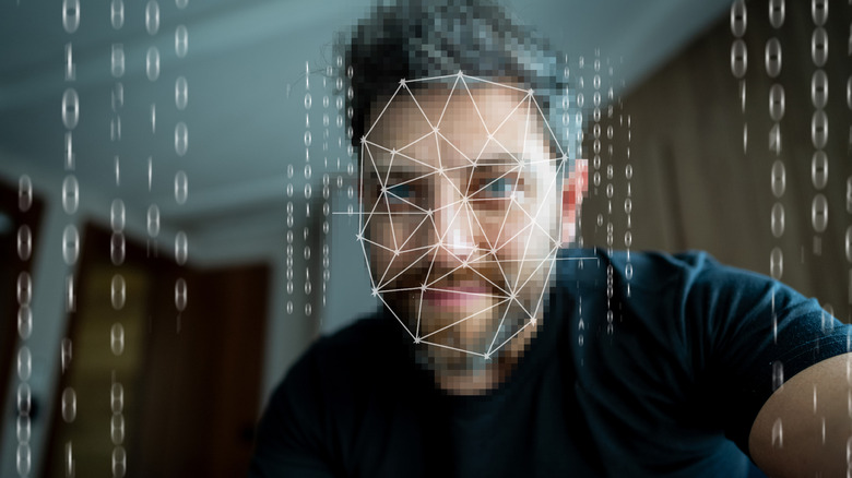 Artistic rendition of facial recognition software