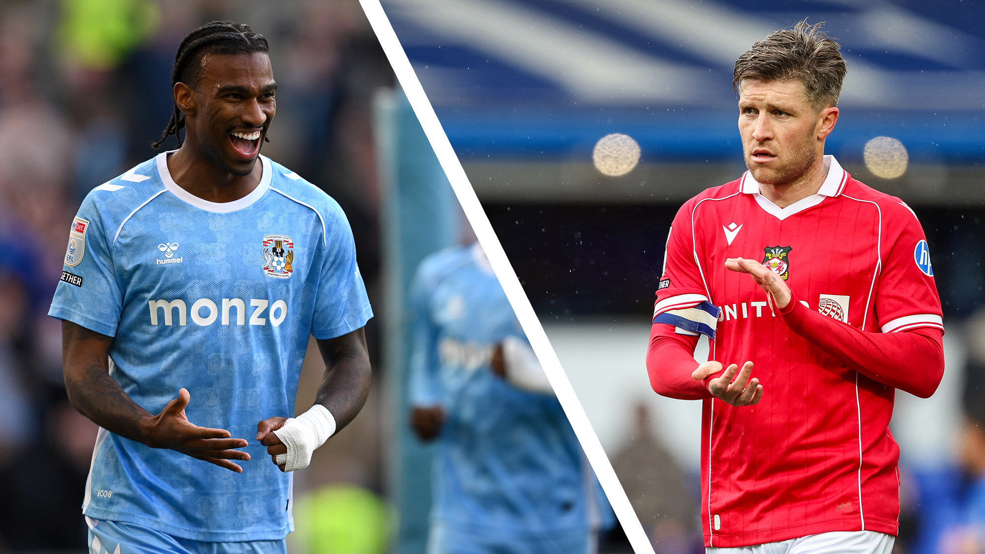 Hadji Wright of Coventry City (left) and Josh Windass of Wrexham