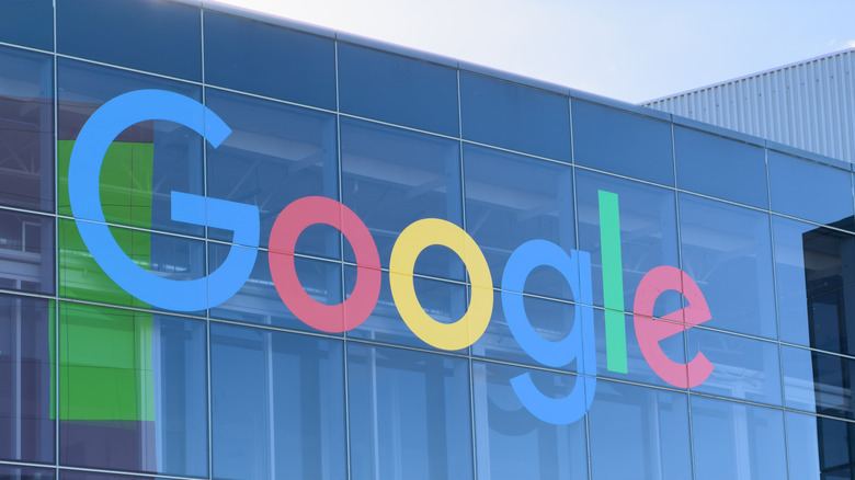 Google logo shown in large on a building