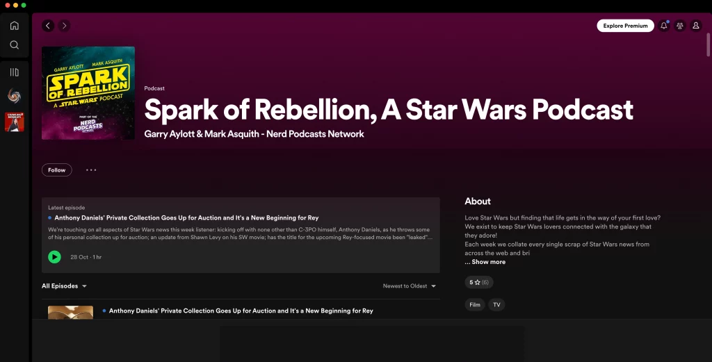 Spark of Rebellion podcast description on Spotify