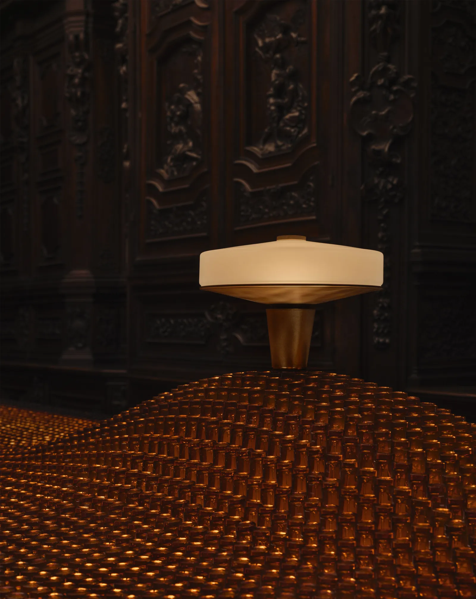 Image may contain Lamp Adult and Person