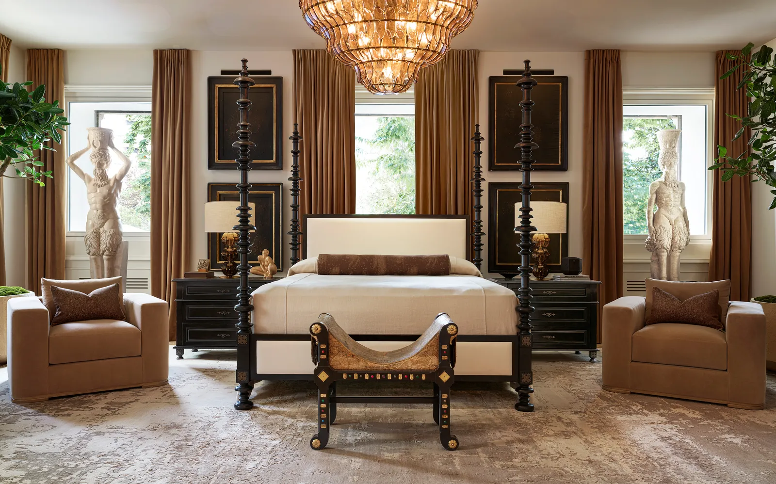 Image may contain Furniture Indoors Bed Bedroom Room Chandelier Lamp and Chair