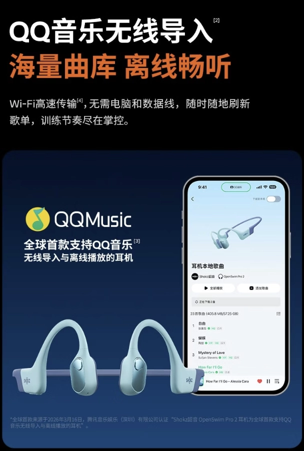 韶音推出 OpenSwim Pro 2 运动耳机:5ATM 防水、支持“离线 QQ 音乐”,1898 元