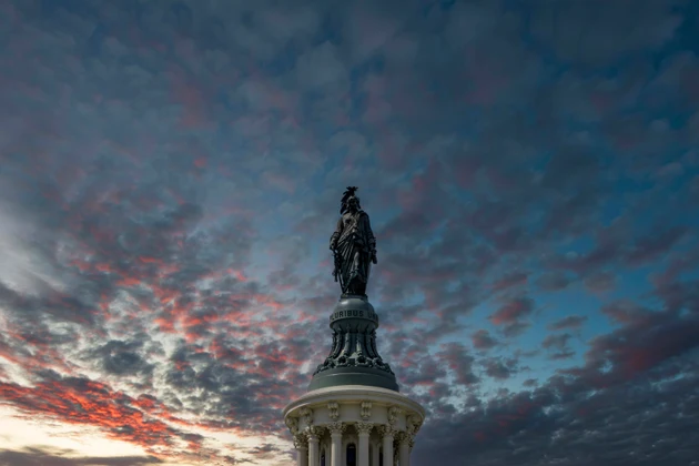 The Statue of Freedom on top of The United States Capitol building in Washington D.C.
