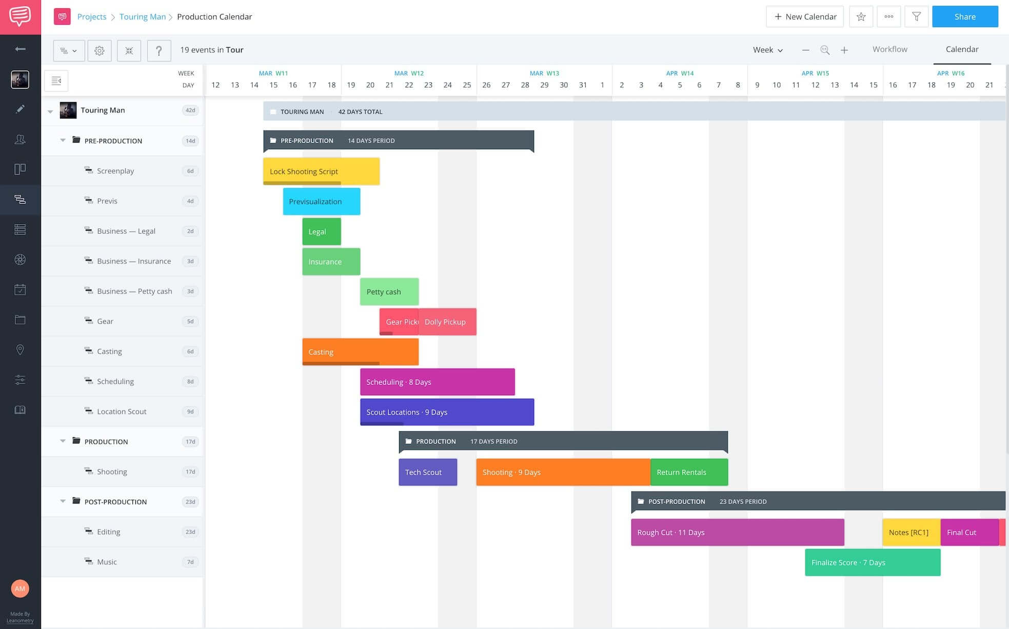 How to Create an Online Film, Photo, & Video Production Timeline - Production Timeline - StudioBinder Production Calendar Software