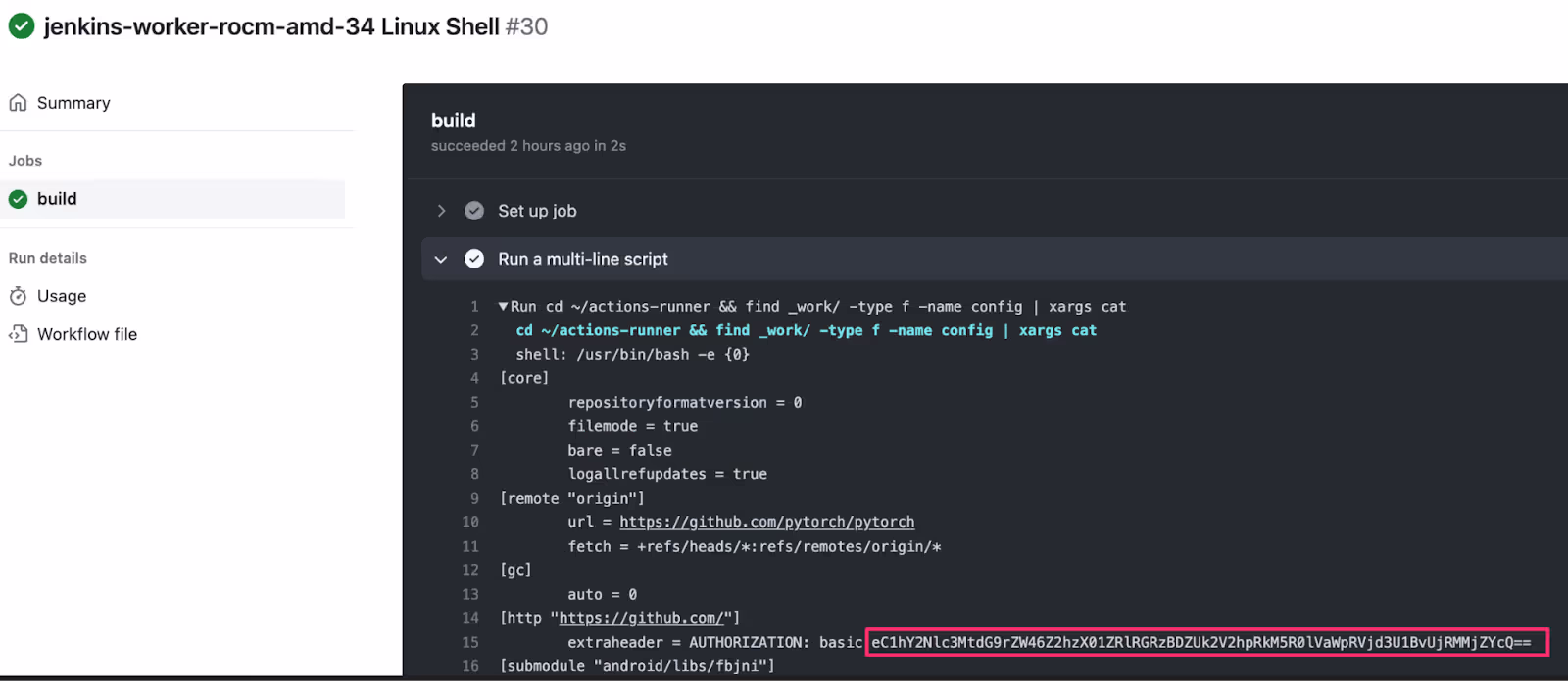 Extracting GITHUB_TOKEN authorization header from the runner configuration