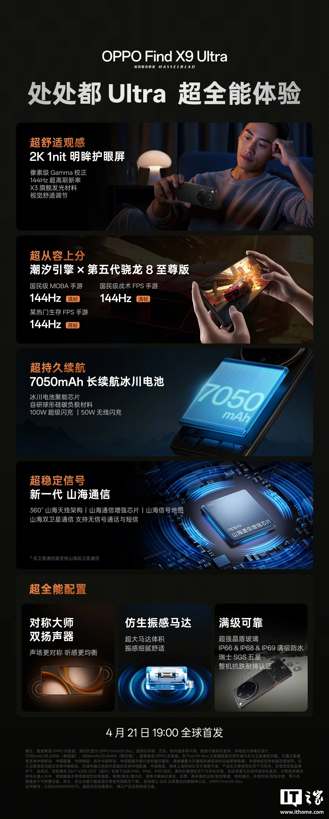 OPPO Find X9 Ultra 新机核心亮点公布:2K 1nit 明眸护眼屏、7050mAh 冰川电池,4 月 21 日首发