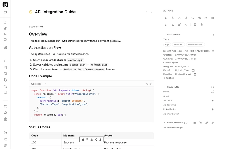Task with syntax-highlighted TypeScript code block