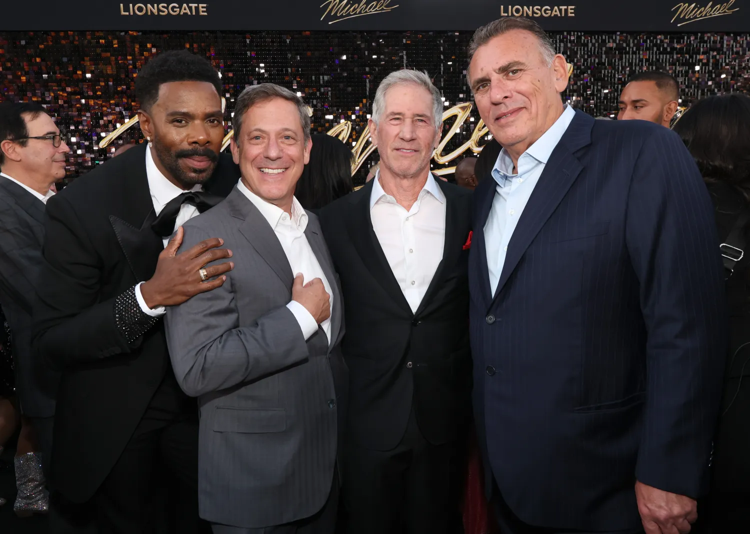 Colman Domingo, Adam Fogelson (chair, Lionsgate Motion Picture Group), Jon Feltheimer (CEO, Lionsgate) and producer Graham King also walked the Michael carpet on Monday.