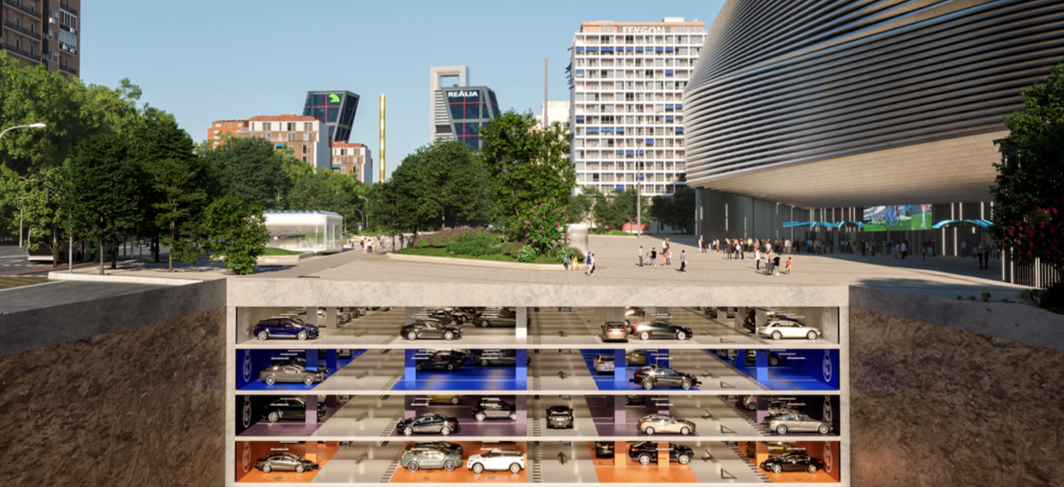 Recreaci�n del aparcamiento proyecto en la Castellana, junto al Bernab�u. EM