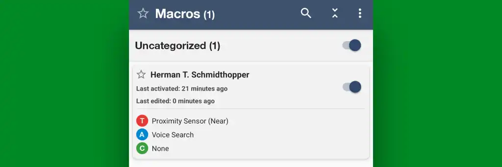 Android air gestures: MacroDroid macro