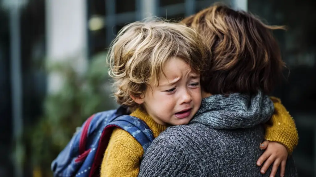 Niño llorando antes de entrar al cole