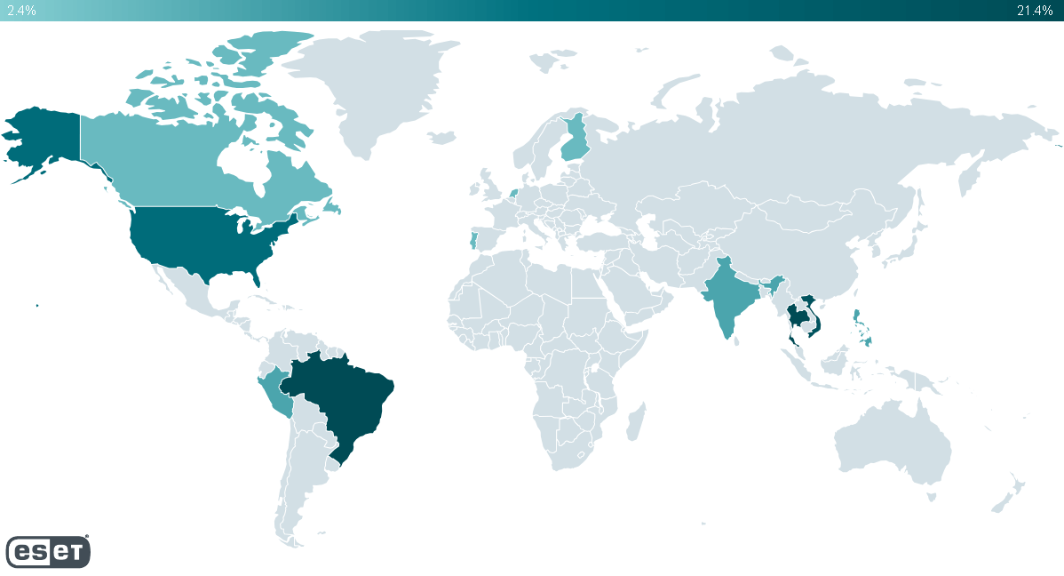 Figure 1 - Countries where victims were detected
