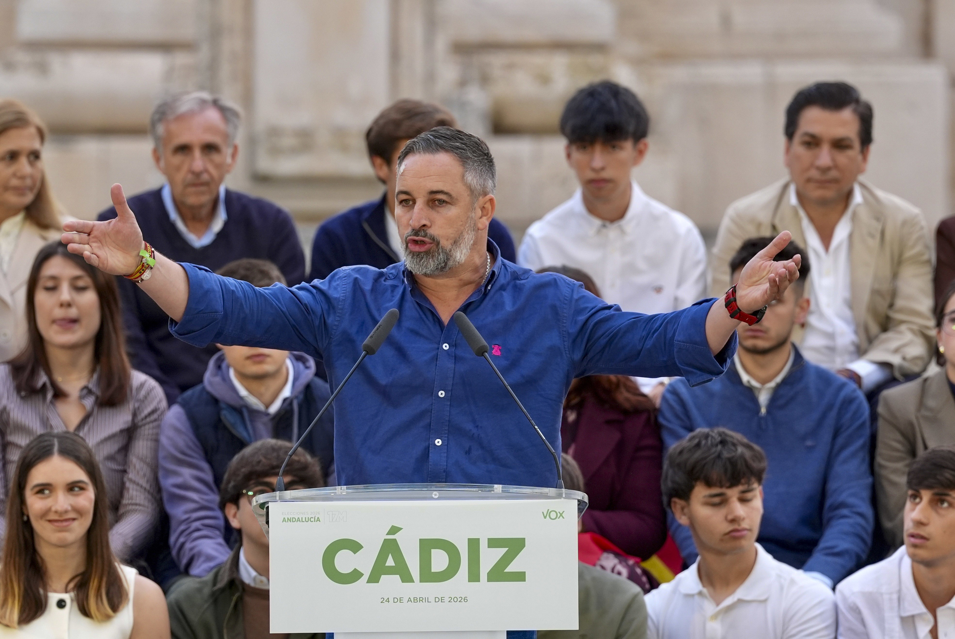 Santiago Abascal, en el mitin de C�diz.