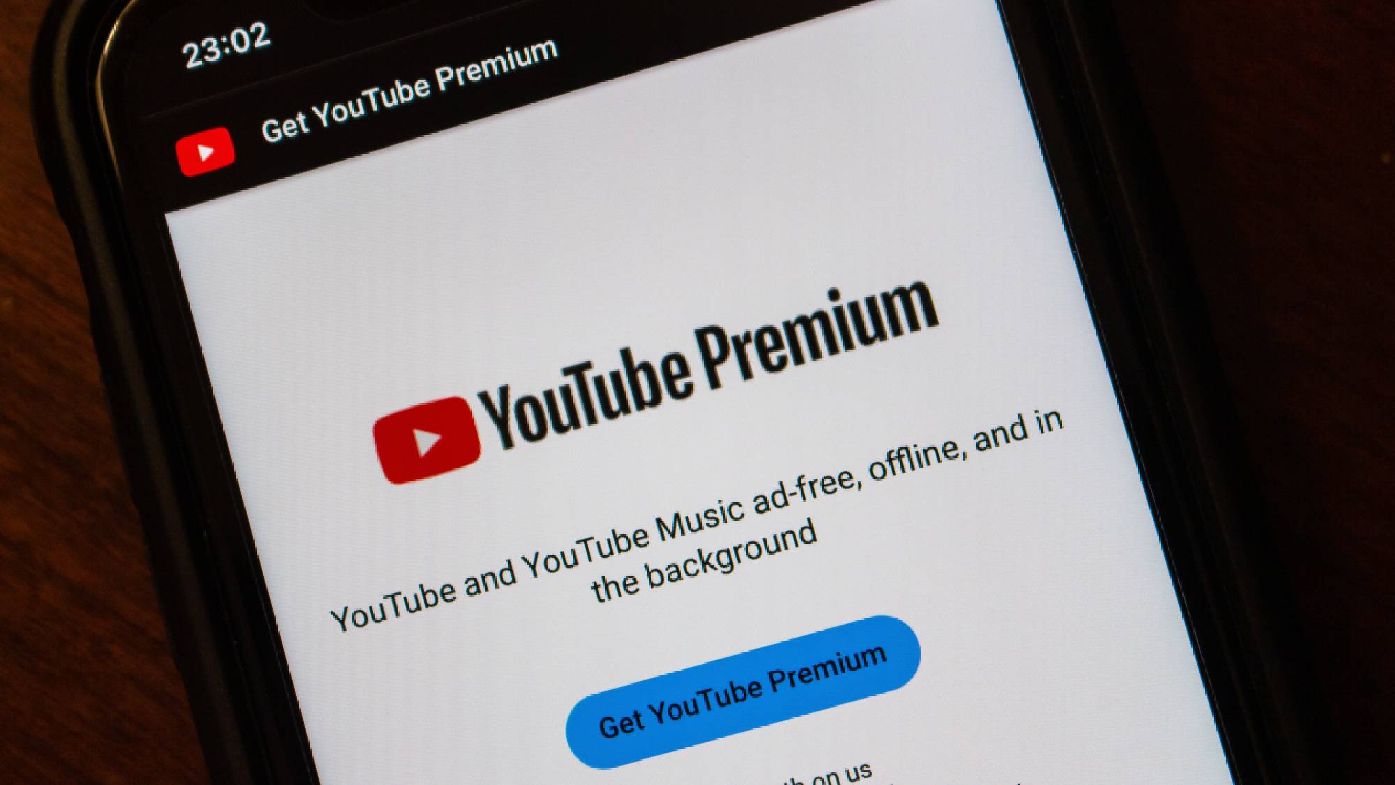 Website of YouTube Premium on iPhone. 