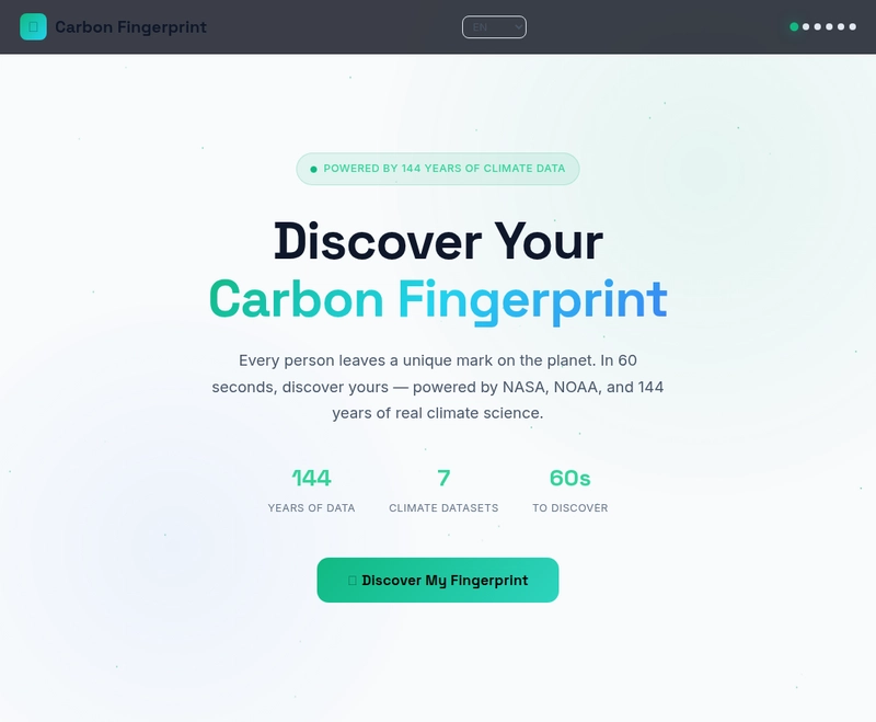 Carbon Fingerprint — Hero / Landing Page