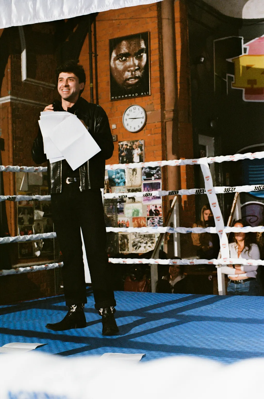 Image may contain Muhammad Ali Jason Flom La Parka Adult Person Face Head Clothing Footwear and Shoe