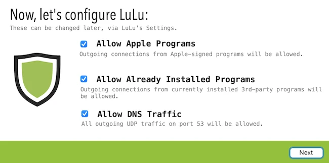configuration process LuLu macOS firewall
