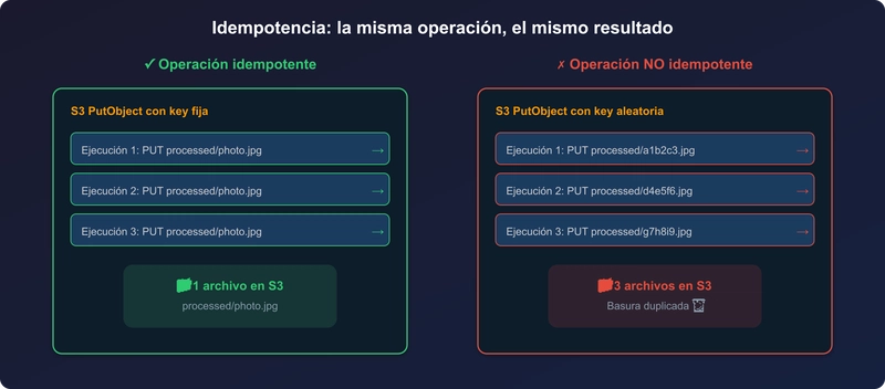 Idempotencia: operación idempotente vs no idempotente
