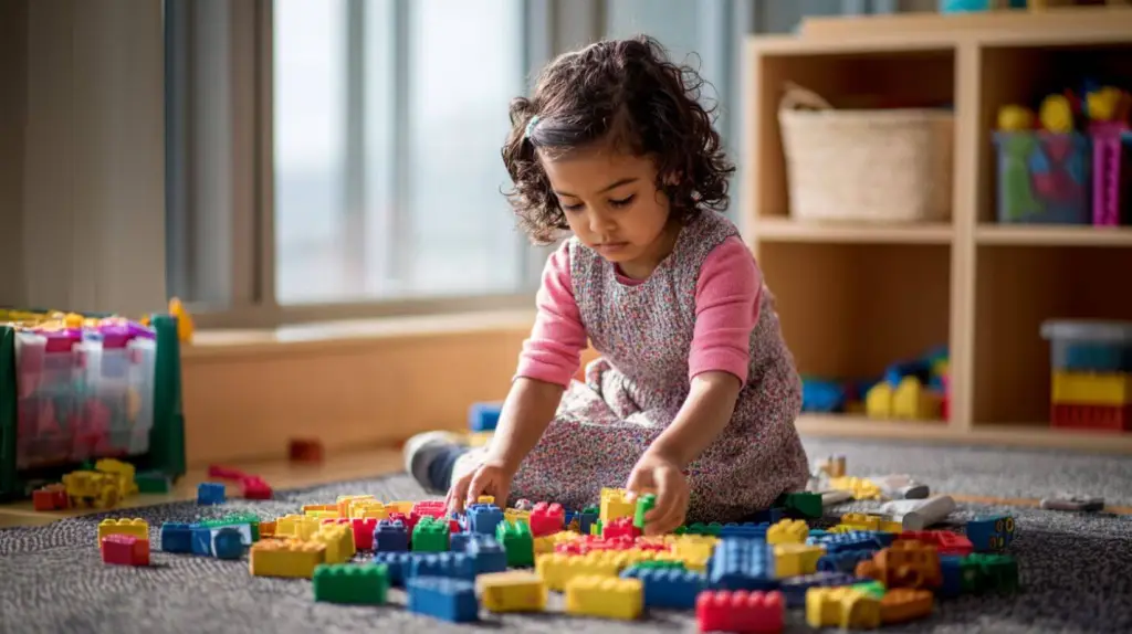 Niña jugando con legos