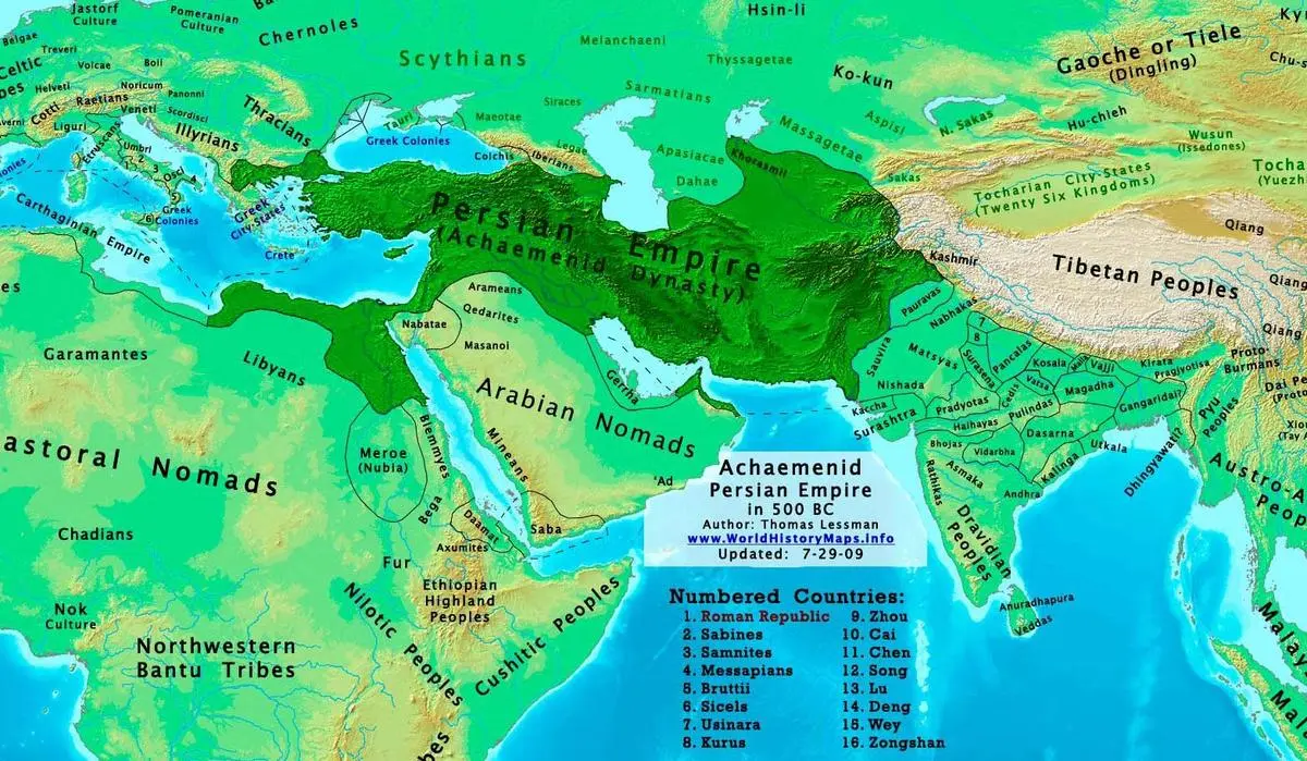 This map shows the extent of the ancient Persian empire at its peak under Darius. This map shows the extent of the ancient Persian empire at its peak under Darius.