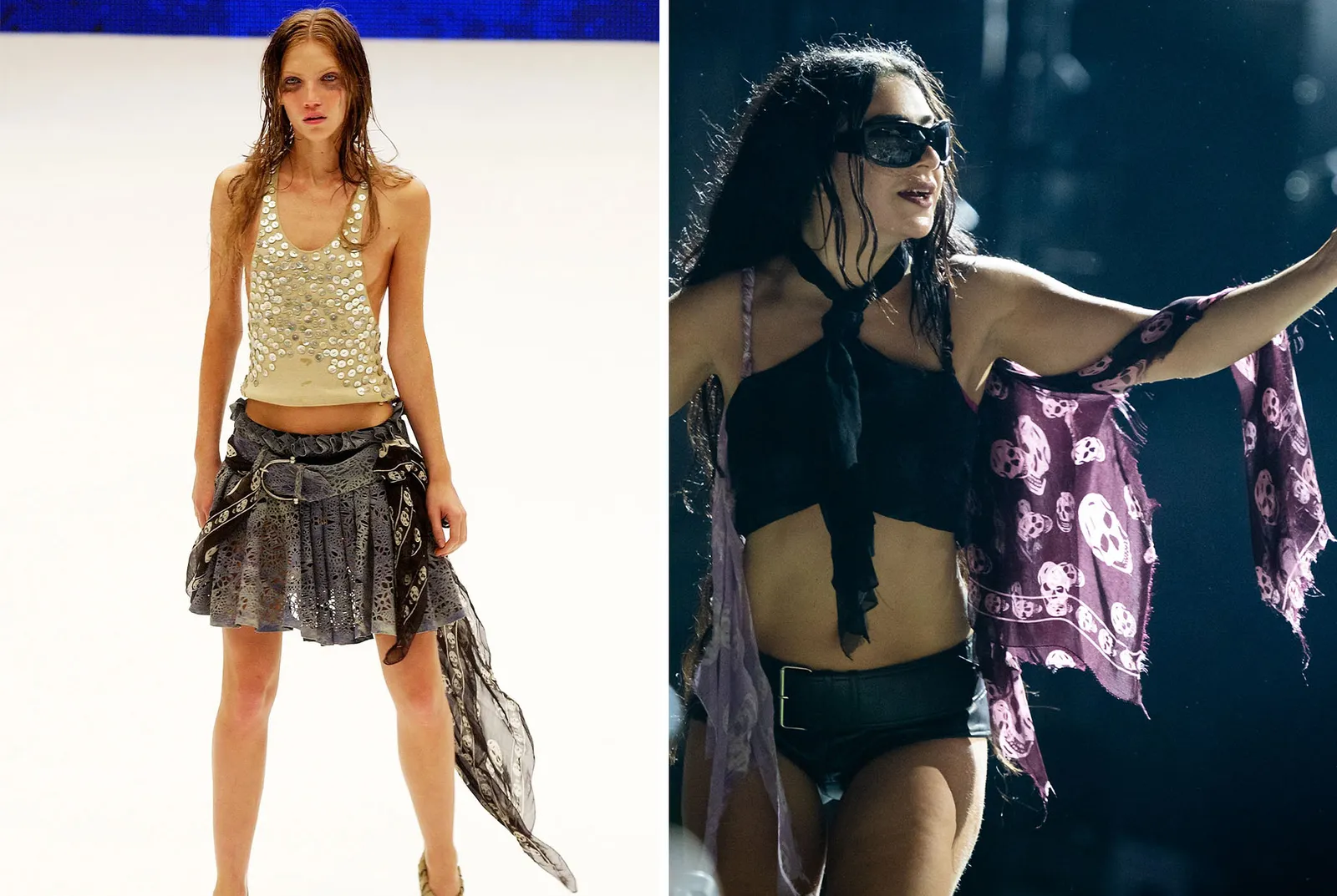 Image may contain Charli XCX Clothing Shorts Adult Person Swimwear and Skirt