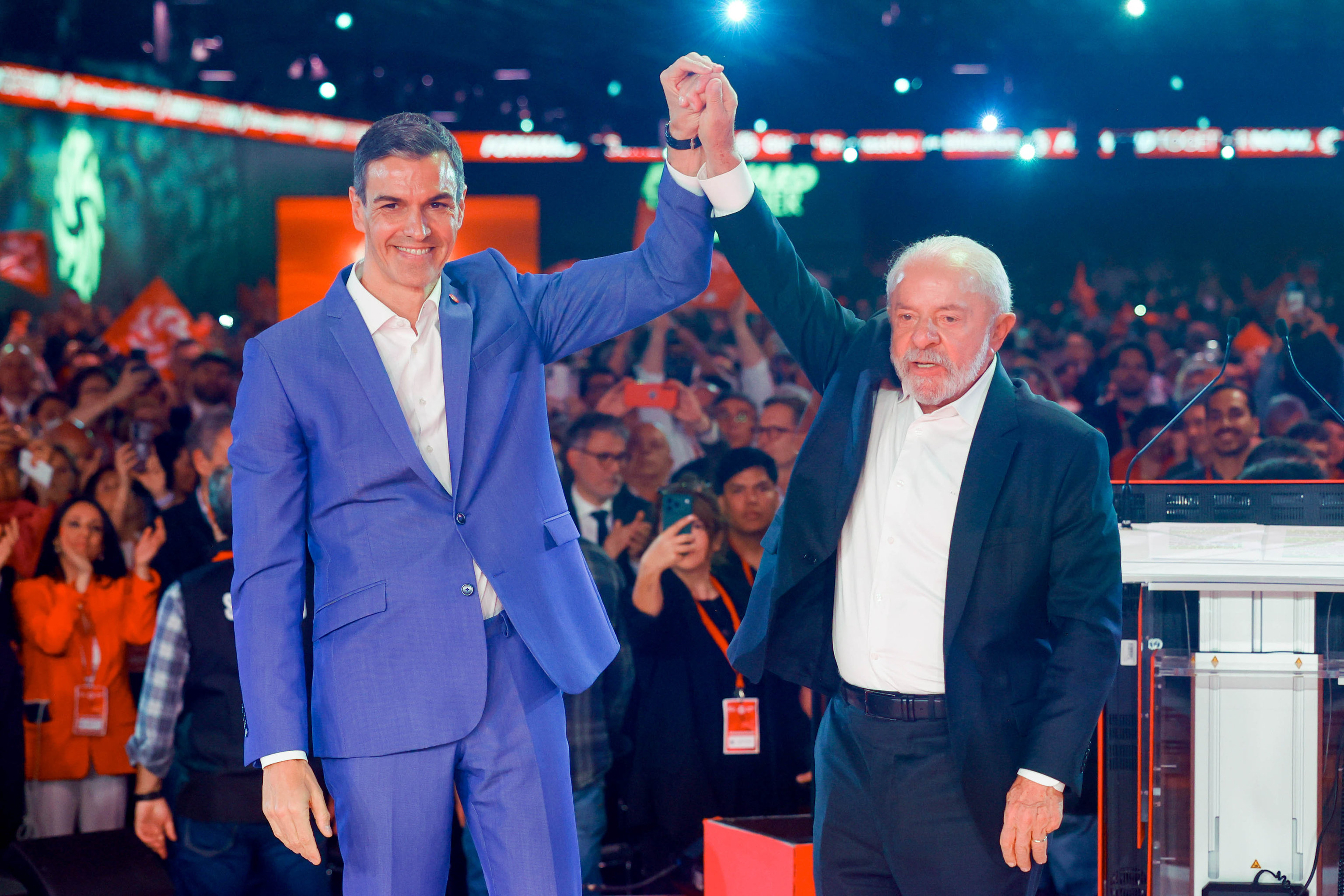 Lula da Silva y Pedro S�nchez.