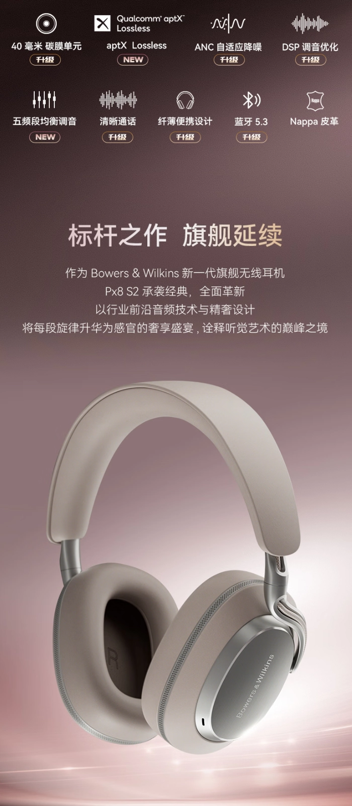 宝华韦健 Px8S2 耳机“静谧新色”开启预约:6699 元,4 月 22 日上市