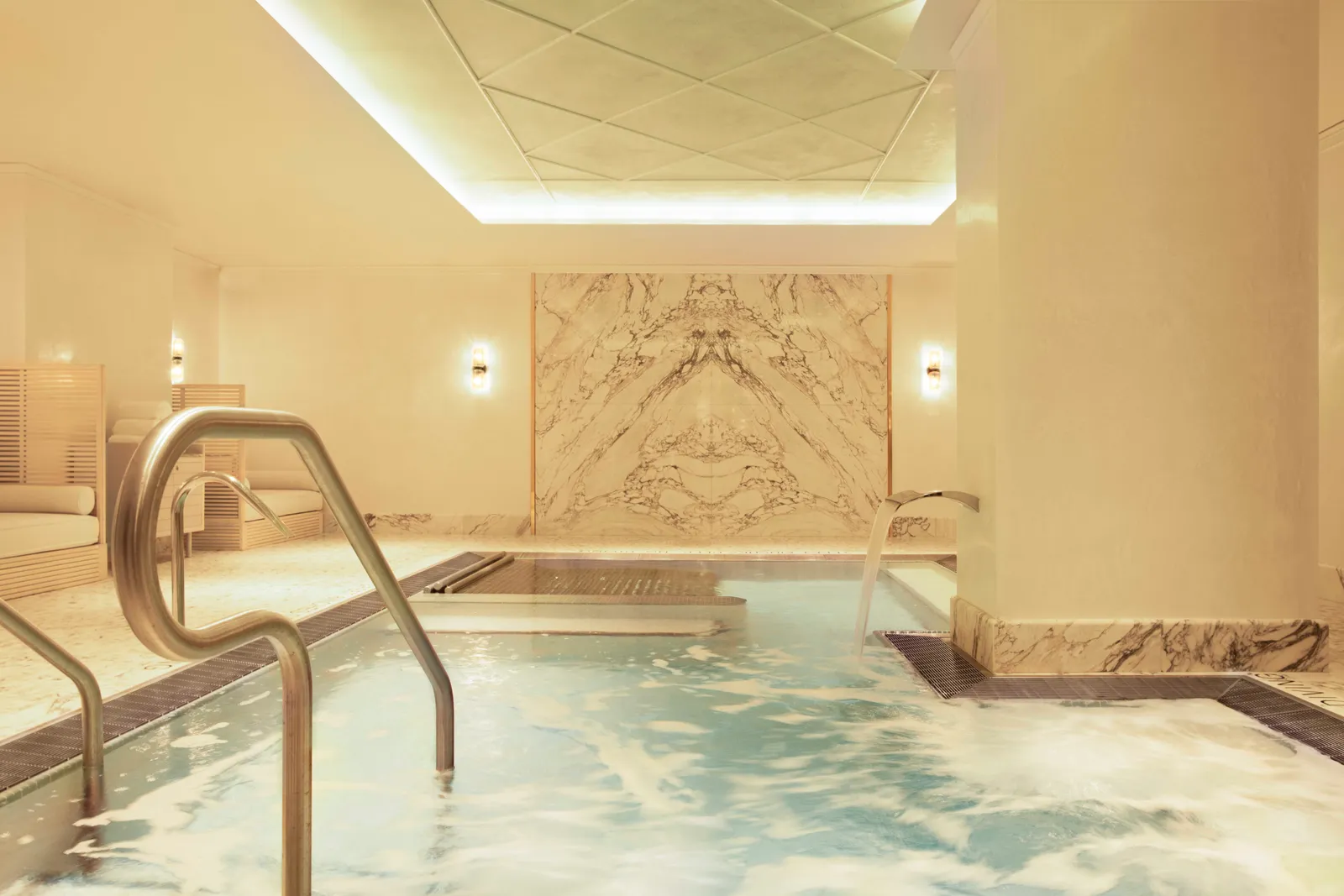 Image may contain Hot Tub Tub Floor Lamp Indoors and Interior Design