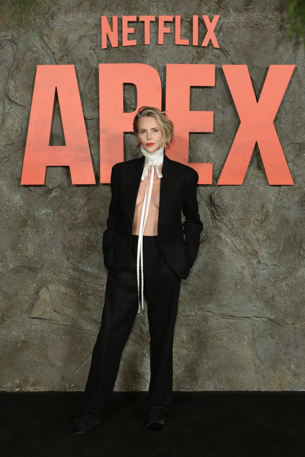 Charlize Theron hit the carpet for the NYC premiere of her Netflix film Apex on Wednesday.