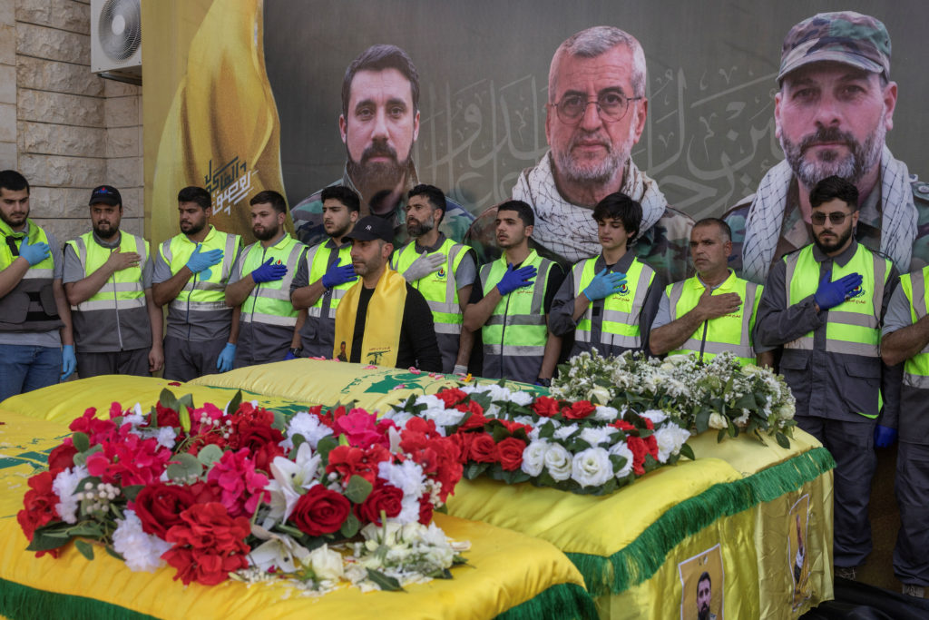 Funeral of Hezbollah fighters in the village of Al-Halloussiyah