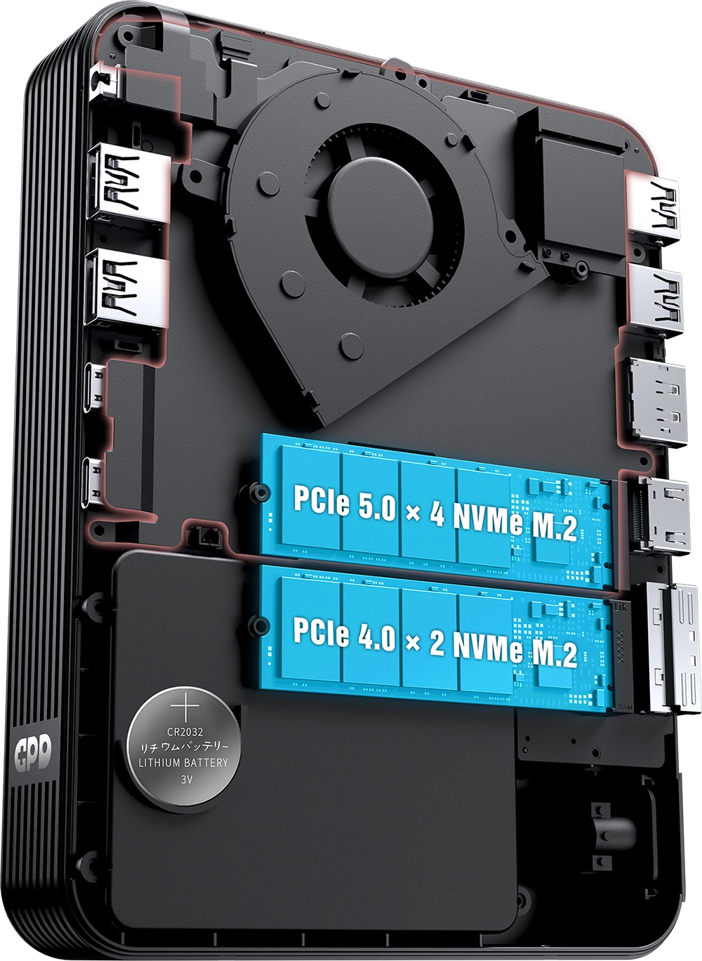 全球首款整合 MCIO 8i 端口的迷你主机:GPD BOX 发布,可外接顶配显卡 图片