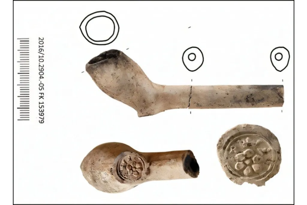 Pipa de arcilla procedente de la tumba 229, de la que se logró extraer ADN antiguo de Yersinia pestis en un notable estado de conservación