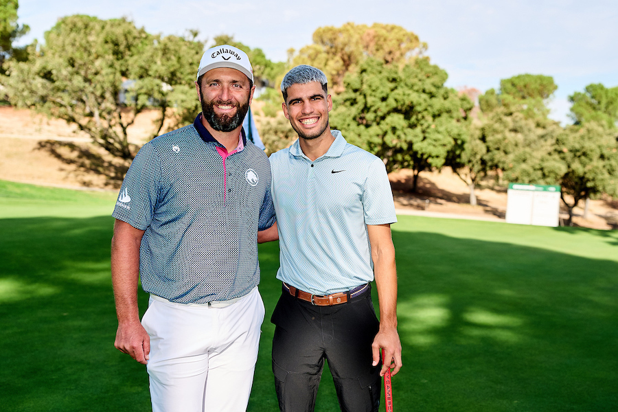 Rahm y Alcaraz, durante el Pro-Am del mi�rcoles.