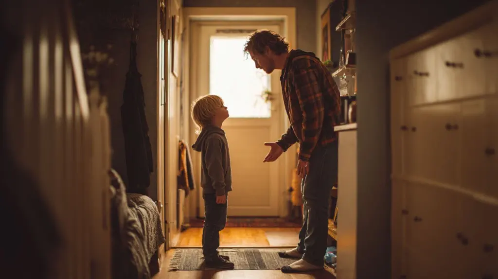 Padre negociando son su hijo