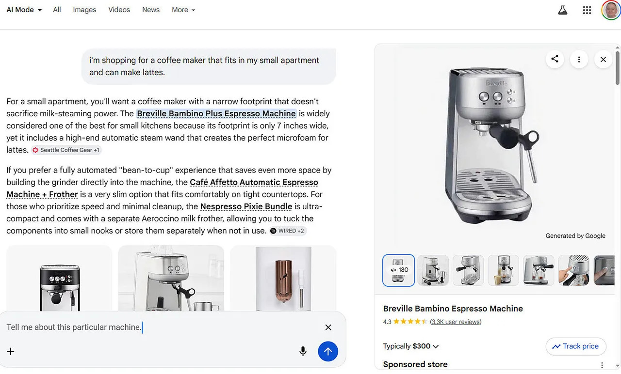 Google Chrome's new AI Mode