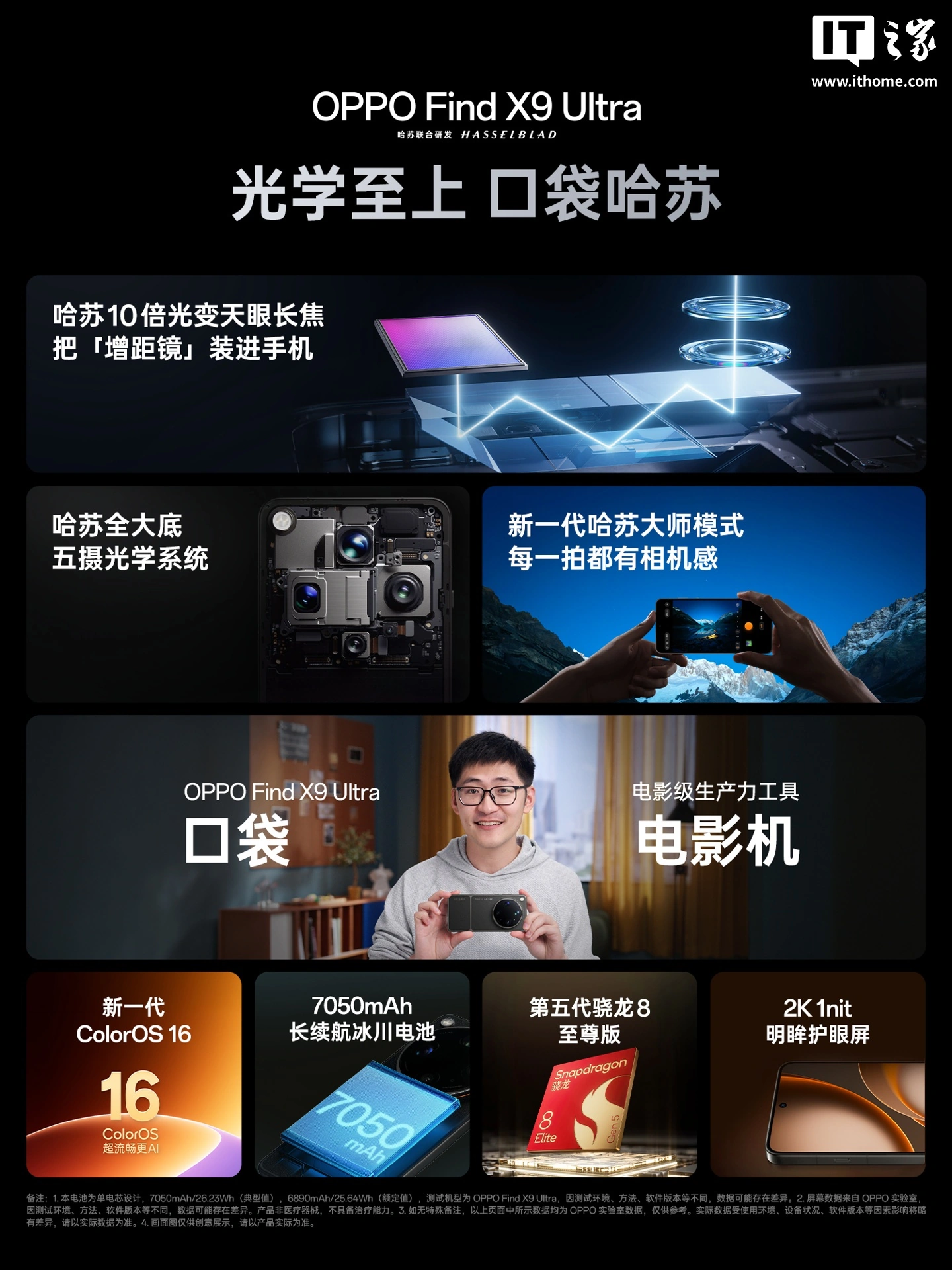 OPPO Find X9 Ultra 旗舰手机发布:第五代骁龙 8 至尊版处理器、7050mAh 冰川电池,7499 元起