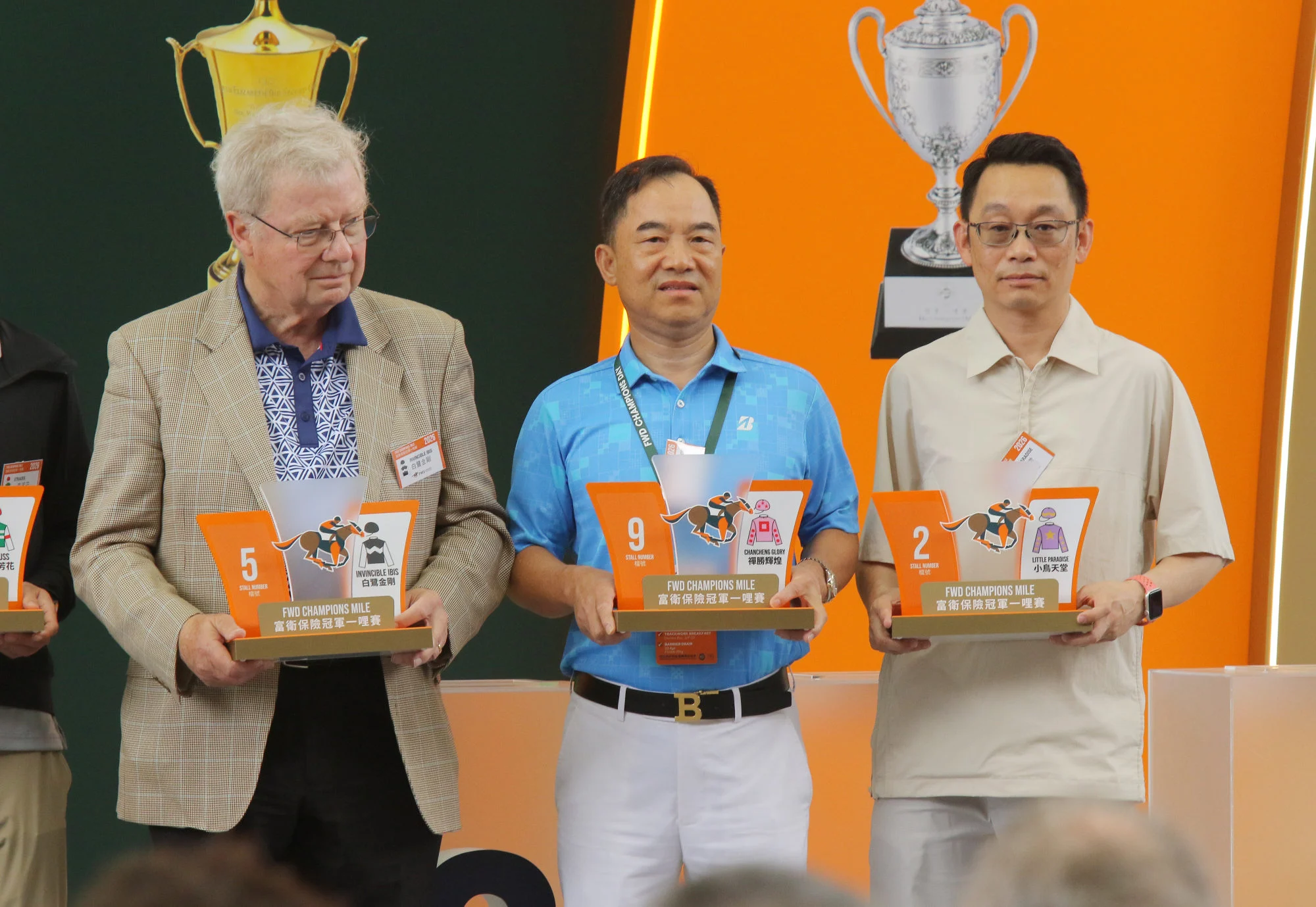 Part-owner Nick Etches (left) after drawing barrier five for Invincible Ibis. Part-owner Nick Etches (left) after drawing barrier five for Invincible Ibis.