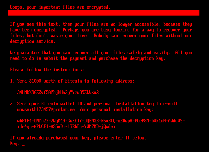 Figure 5. Ransom note from the bootkit