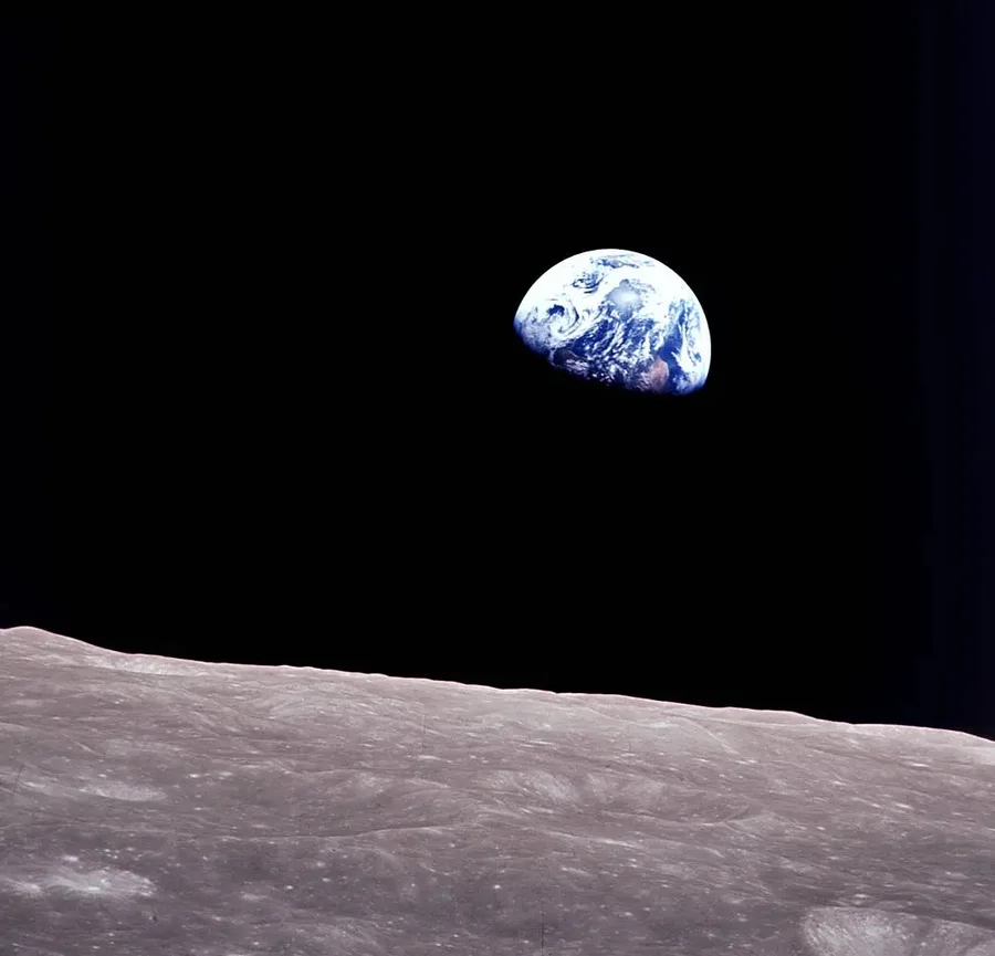 Moon above lunar surface