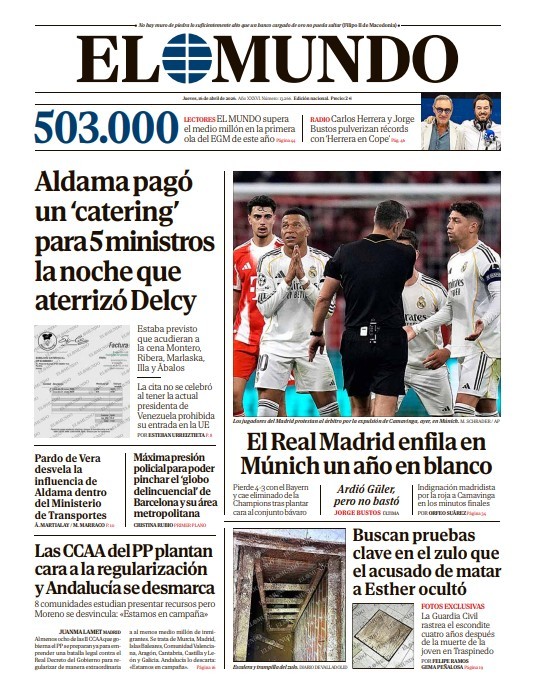 Portada de EL MUNDO del jueves 16 de abril de 2026
