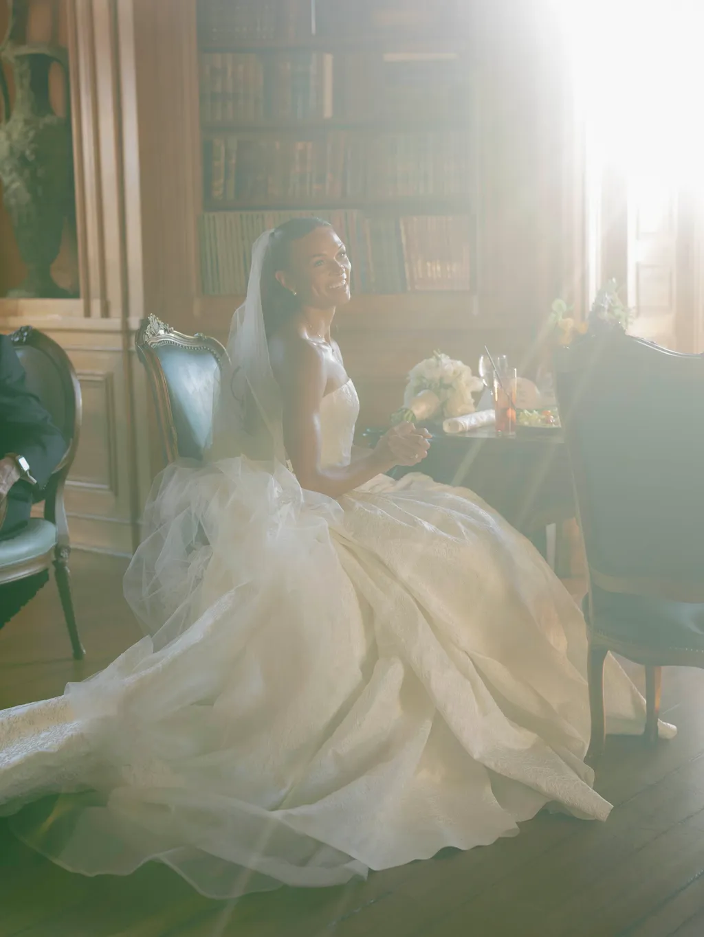 Image may contain Clothing Dress Fashion Formal Wear Gown Wedding Wedding Gown Face Head Person and Photography