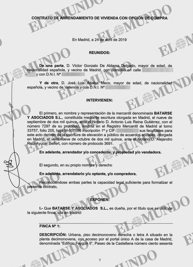 Contrato del piso de la Castellana para �balos.