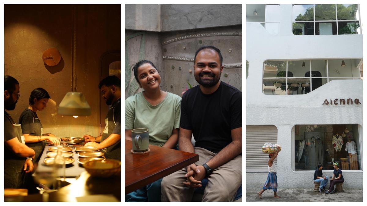 (Left to Right) Inside Ranna Ghor; Chef Koyel and Chef Avinandan; and a view of the 93-yearold building that houses Sienna and Ranna Ghor