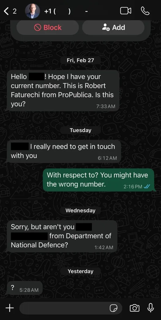 A screenshot of a WhatsApp conversation.