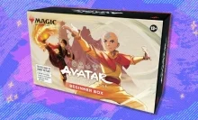 The Magic: The Gathering Avatar: The Last Airbender Beginner Box on a blue and purple background
