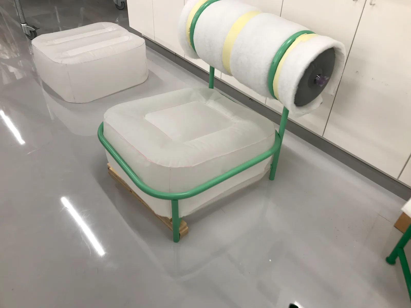 Image may contain Furniture and Tape