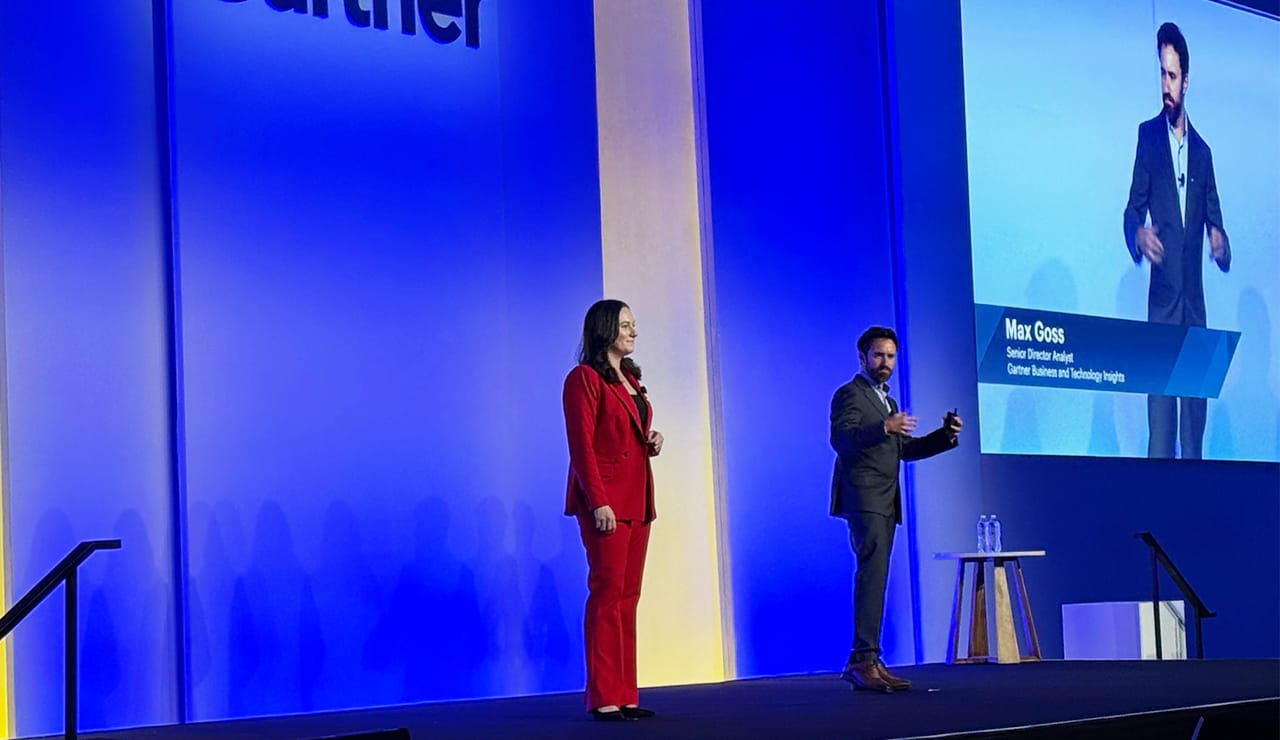 Gartner analysts Erin Pierre, left, and Max Goss speak at the Digital Workplace Summit event Gartner analysts Erin Pierre, left, and Max Goss speak at the Digital Workplace Summit event
